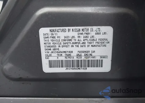 2012 Infiniti G37X z USA, uszkodzony, nr VIN JN1CV6AR4CM671928